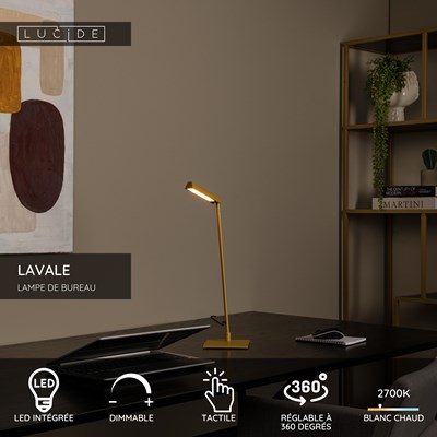 Lucide LAVALE - Lampe de bureau - LED Dim. - 1x3W 2700K - Jaune Ocre